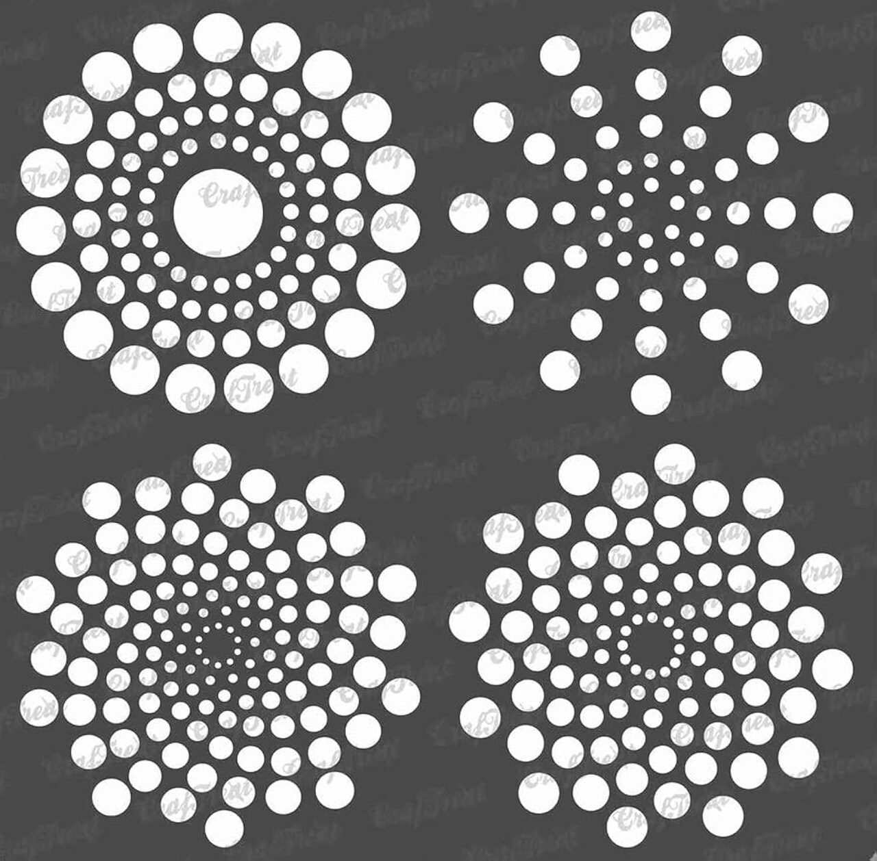 6x6" Reusable Dot Mandala Stencil – Spiral Dot Mandala Painting Template for DIY Crafts on Wood, Canvas, Paper, Fabric, Walls, Floors & Tiles